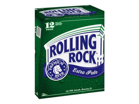 Order Rolling Rock Extra Pale - 12x 12oz Bottles food online from Liquor & Tobacco store, Batavia on bringmethat.com