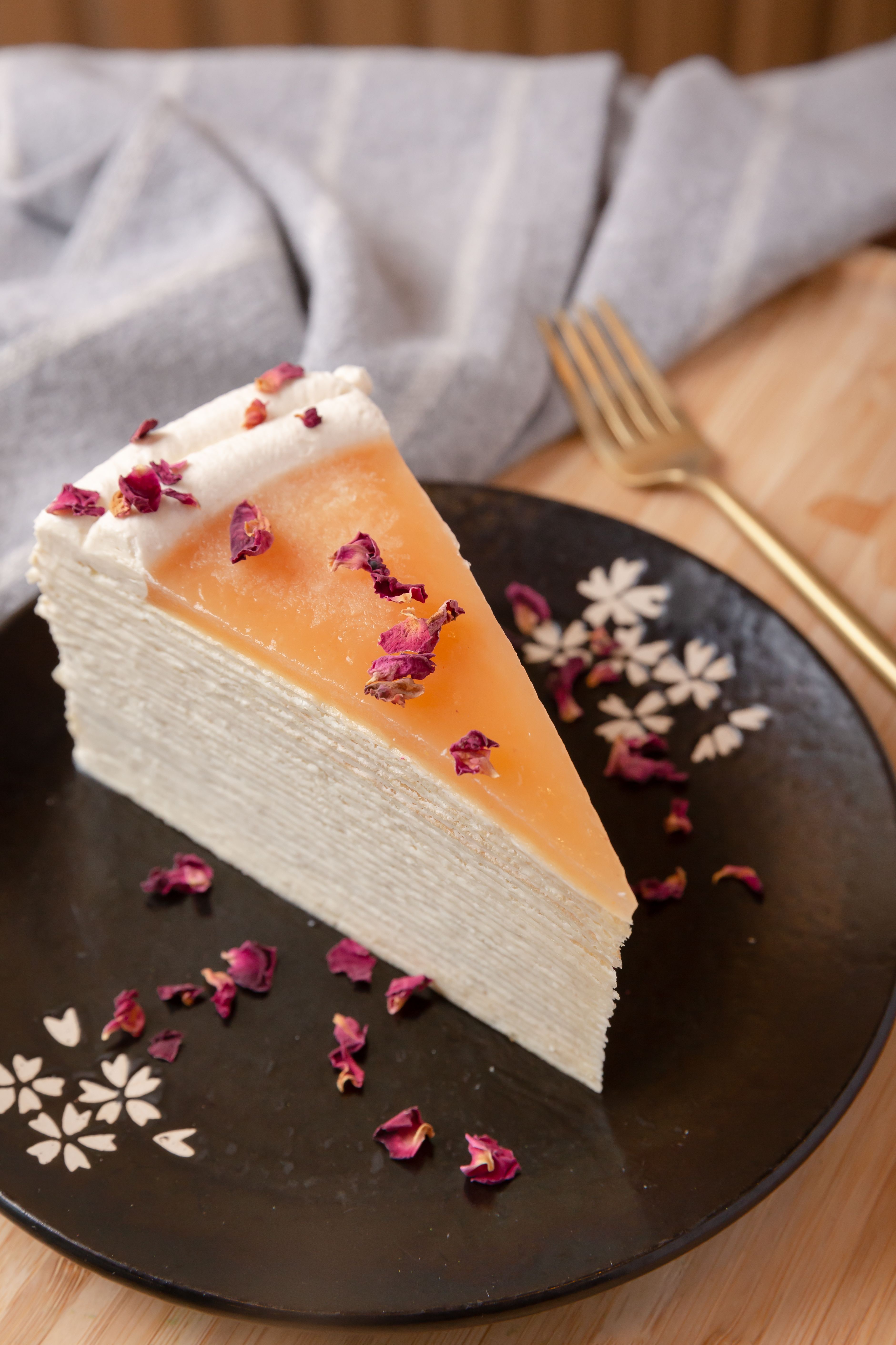 Order Peach Oolong Crepe Layer Cake food online from Kyoto Matcha store, Rockville on bringmethat.com