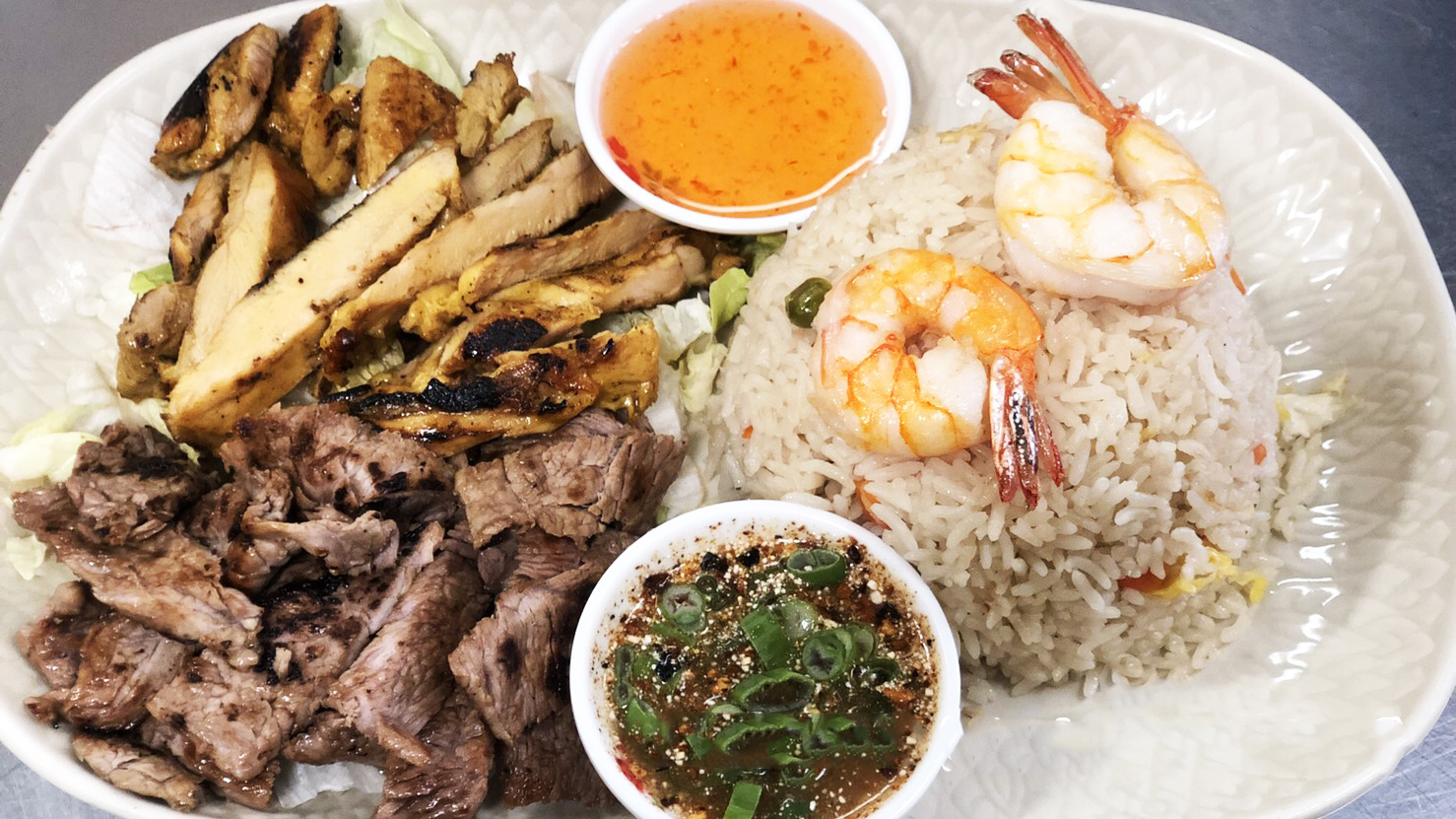 Order S9. BBQ Combo Special food online from Luck Thai Pj Cuisine store, Los Angeles on bringmethat.com