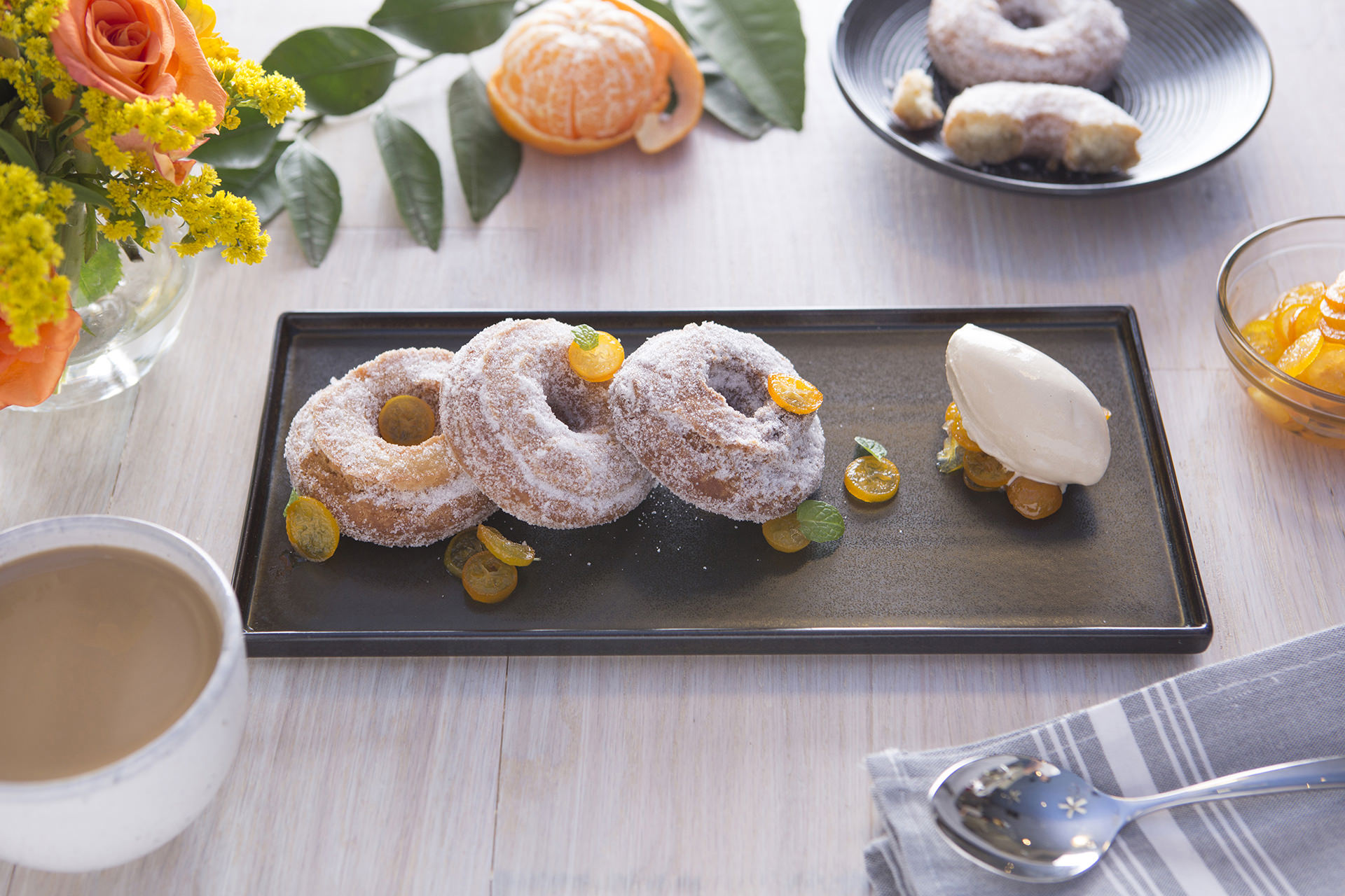 Order Cardamom Donuts food online from Clementine San Antonio store, Castle Hills on bringmethat.com