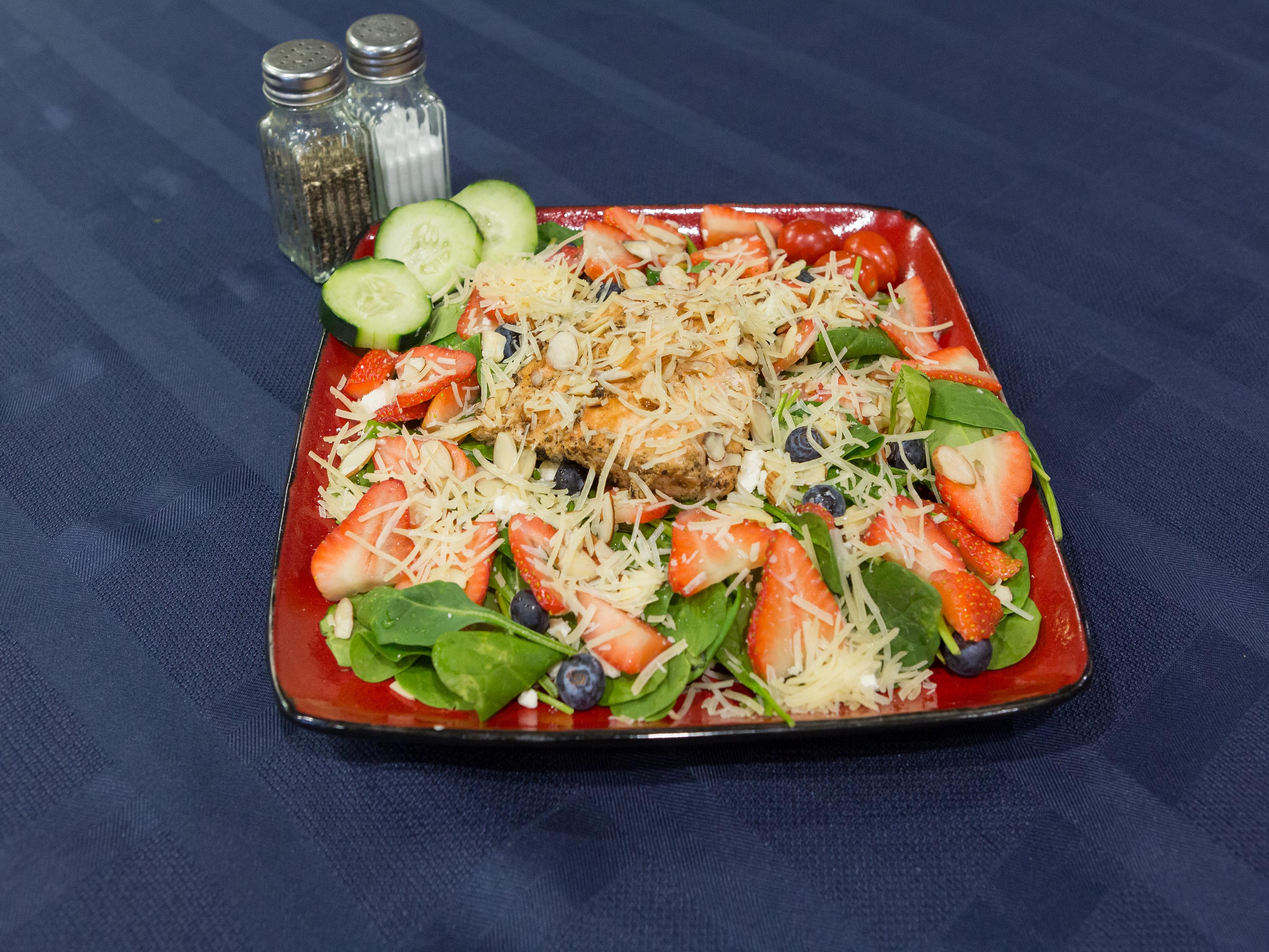 Order Strawberry Spinach Salad with Salmon food online from Milford Track store, Little Rock on bringmethat.com