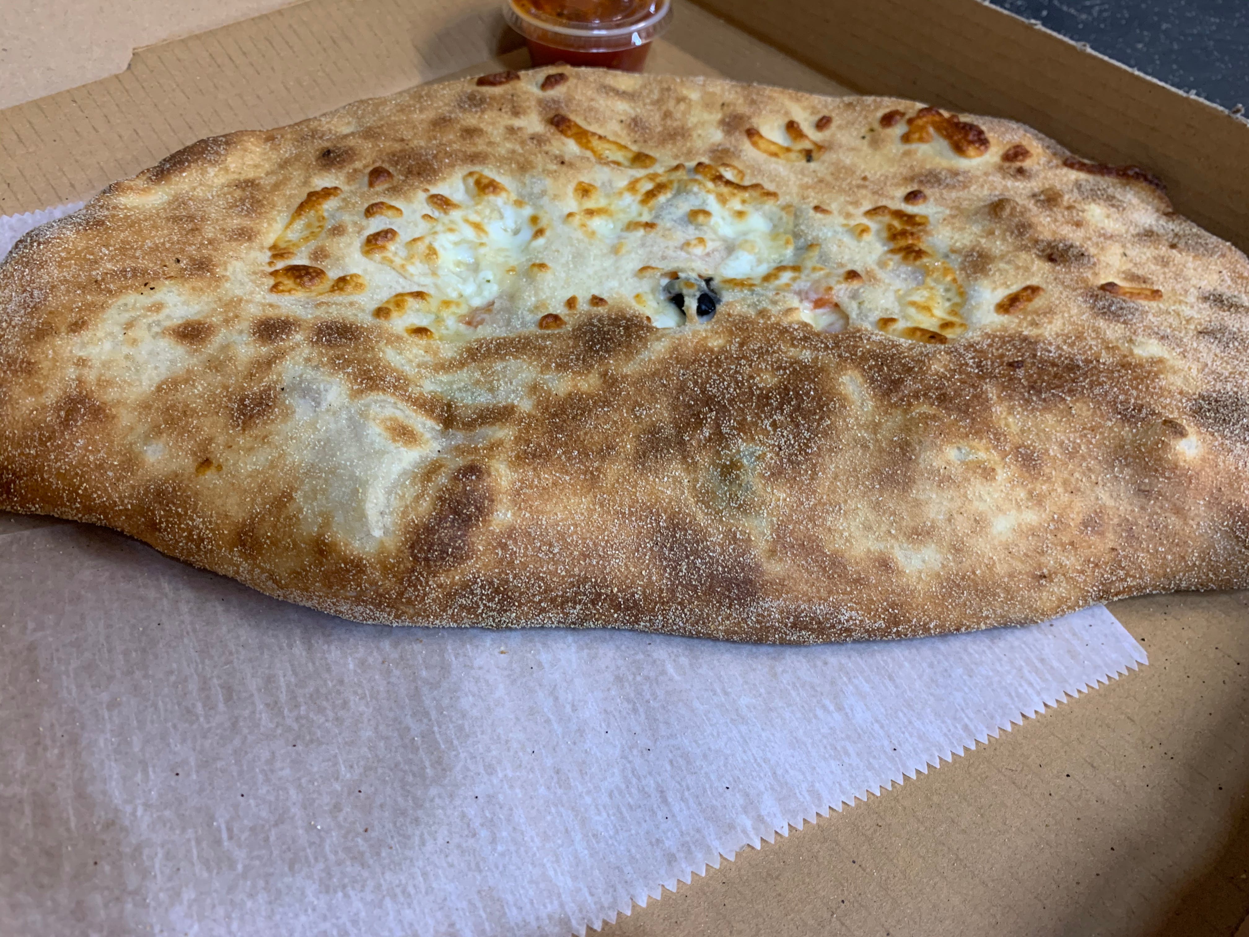 Order Steak Rancher Calzone - 14" food online from Pizza By Rocco store, Natick on bringmethat.com