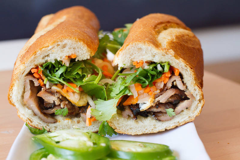 Order A14. Grilled Flat Iron Banh Mì (Banh Mi Bo Nuong) food online from Kimlee Vietnamese Restaurant store, Harrisburg on bringmethat.com