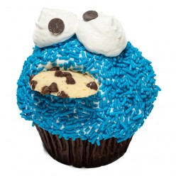 Order Jumbo Cookie Monster Cupcake (serves 2) food online from Tiffany's Bakery store, Philadelphia on bringmethat.com