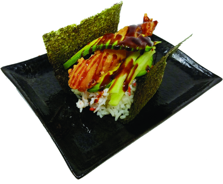 Order Cali + Shrimp Tempura Hand Roll food online from Tomi Ramen & Sake Bar store, Las Vegas on bringmethat.com
