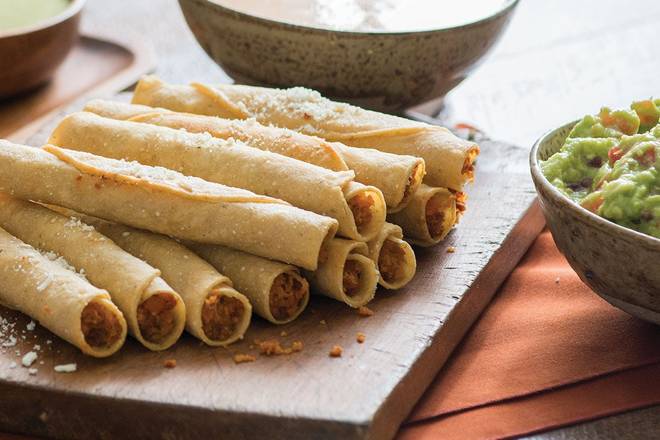 Order Taquitos (Dozen) food online from Sharkys Woodfired Grill Mexican store, Newbury Park on bringmethat.com