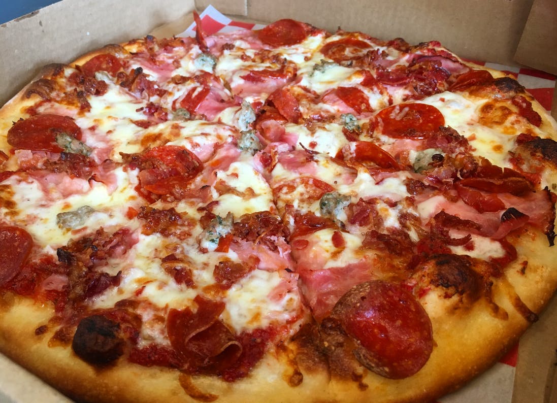 Order Three Toppings Pizza - Personal 10" food online from Mannie Pizza store, Byron Center on bringmethat.com