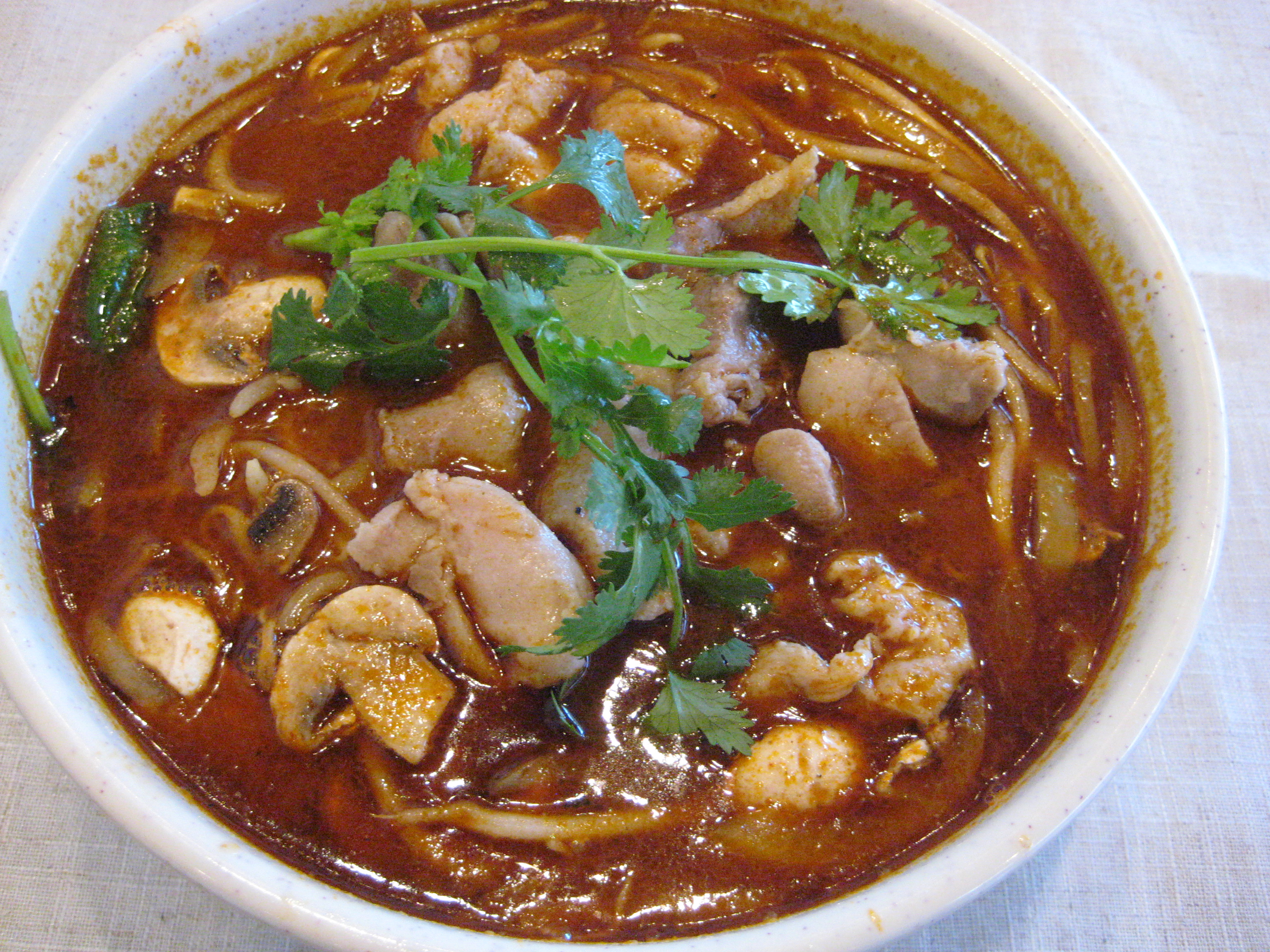 Order Thai Spicy Chicken Noodle Soup 泰式雞球湯麵 food online from Street Food Cafe store, San Mateo on bringmethat.com