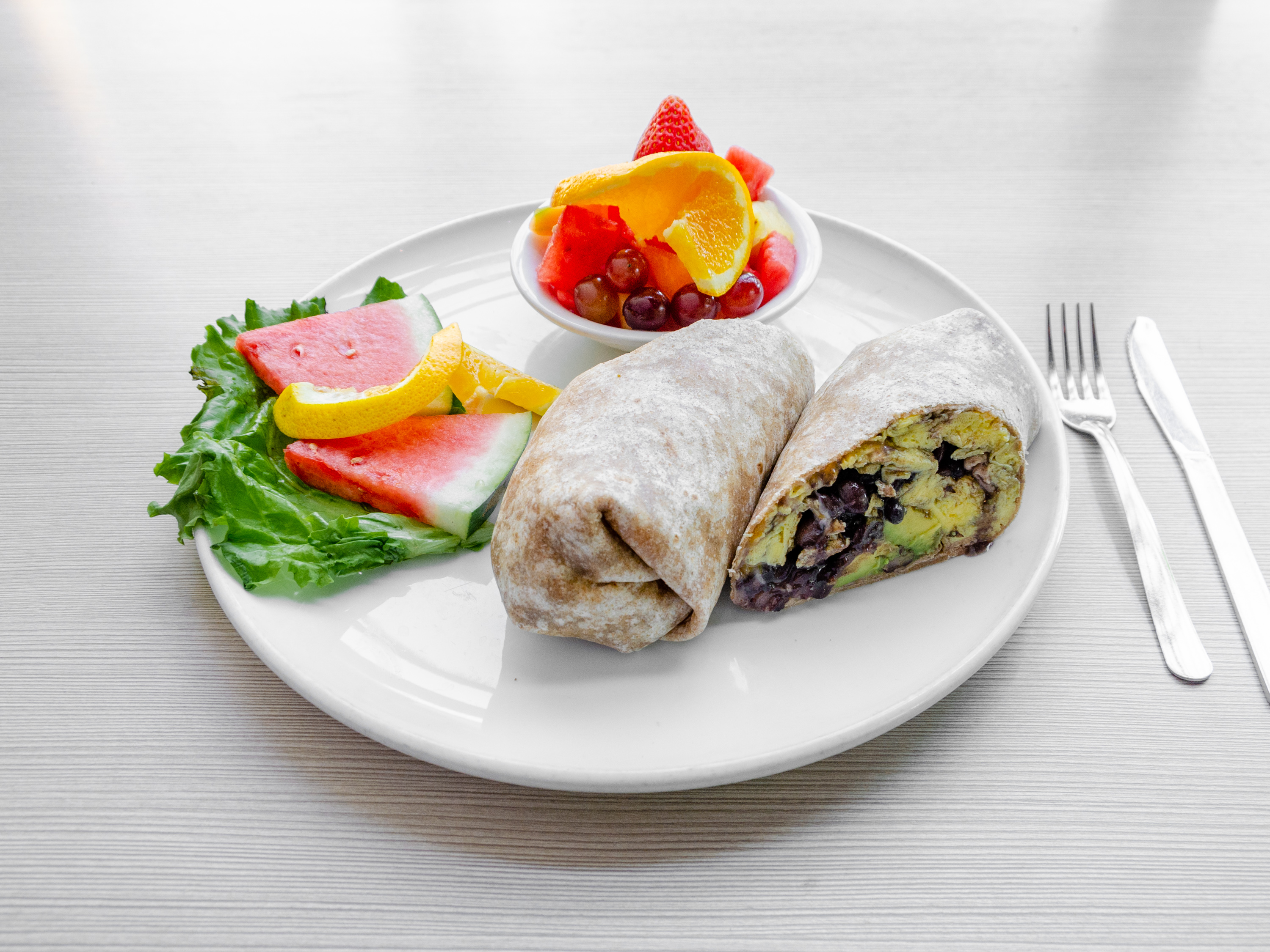 Order Black Egg Burrito* food online from Swami Cafe store, San Diego on bringmethat.com