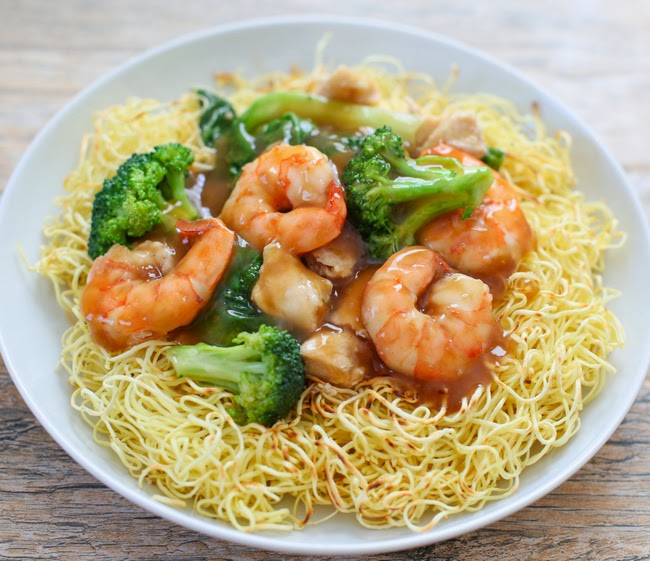 Order Shrimp Pan Fried Noodle food online from Authentic Chinese store, San Antonio on bringmethat.com