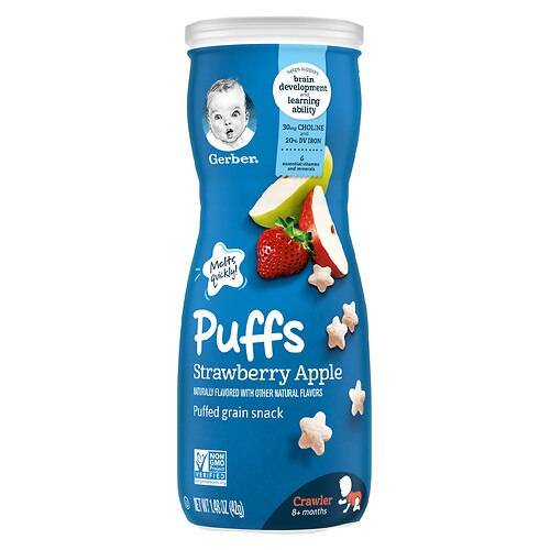 Order Gerber Grain & Grow Puffs Strawberry Apple - 1.48 oz food online from Walgreens store, KINGS MOUNTAIN on bringmethat.com