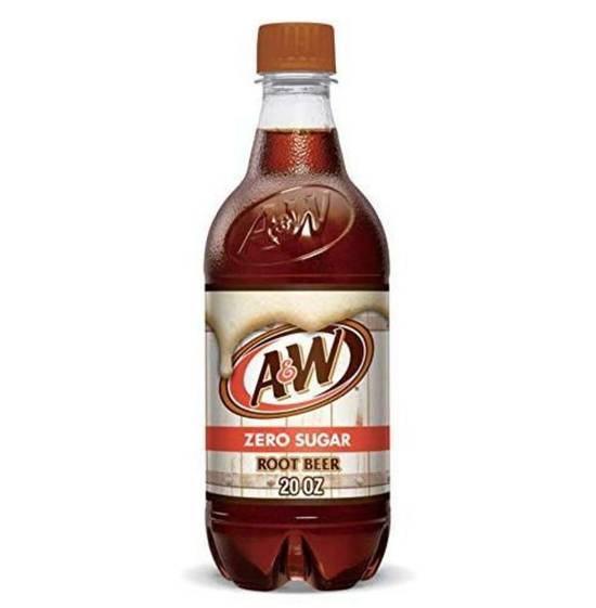 Order A&W Root Beer Zero Sugar 20 Oz Bottle food online from IV Deli Mart store, Goleta on bringmethat.com