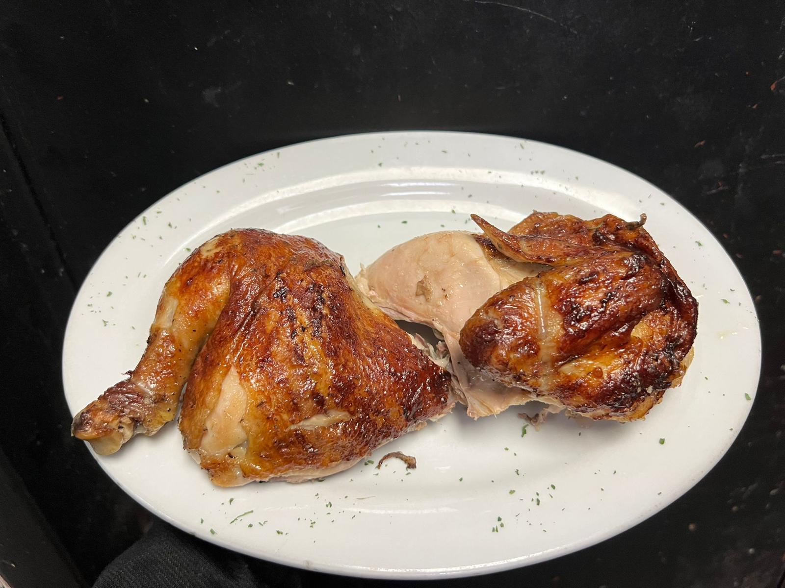 Order 1/2 Pollo al Carbon / 1/2 Roasted Chicken  food online from Mr. Mario store, College Point on bringmethat.com