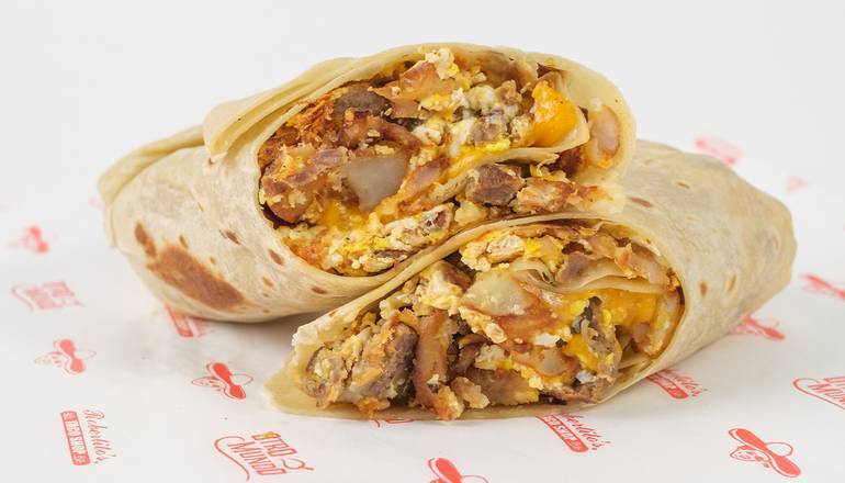 Order 6. Steak, Potato, Eggs, and Cheese food online from Robertito's Taco Shop store, Fresno on bringmethat.com