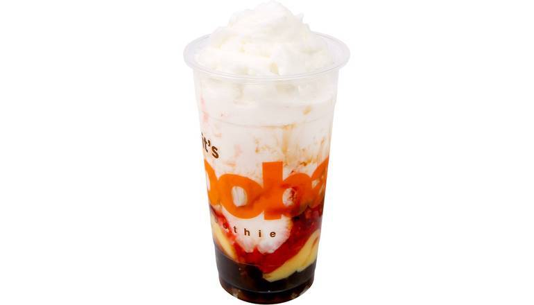 Order #3 Frosty Milk with Strawberry, Pudding & Honey Boba food online from Boba Time store, Santa Clarita on bringmethat.com