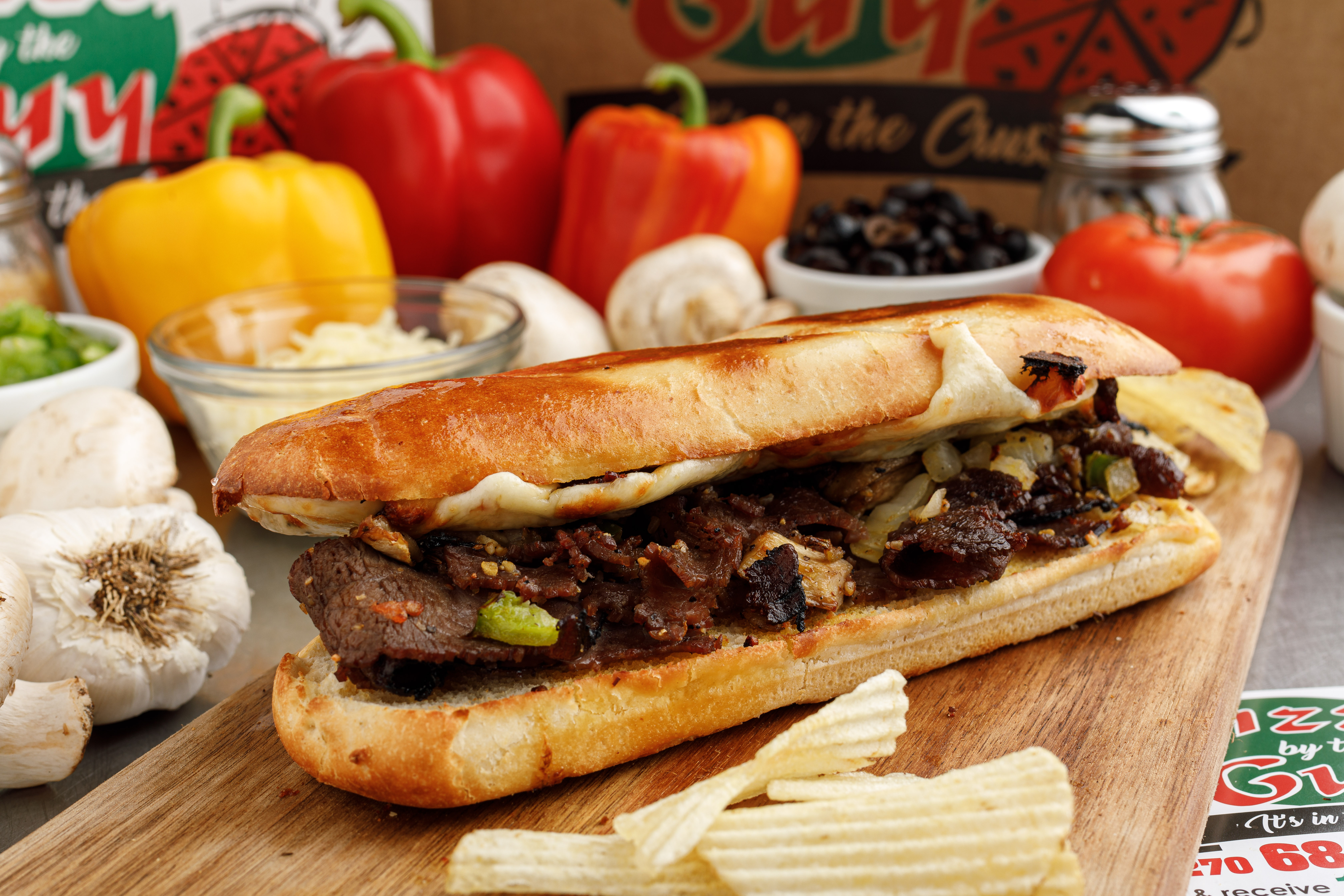 Order Philly Cheesesteak Sub Sandwich food online from Pizza by the Guy store, Owensboro on bringmethat.com