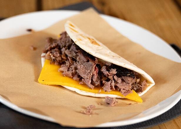 Order Brisket & Cheese Taco food online from Dickey's Barbecue Pit store, Fredericksburg on bringmethat.com