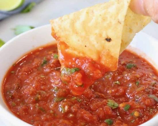 Order Chips + Salsa (Large, 8 oz) food online from Chicho’s Cocina store, Stamford on bringmethat.com
