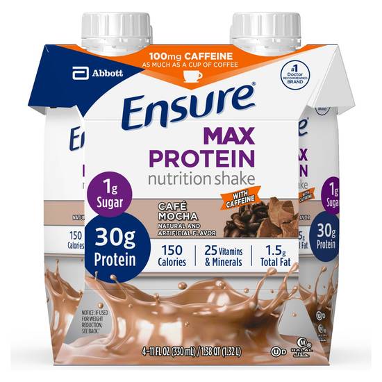 Order Ensure Max Protein Ready-to-Drink Nutrition Shake Cafe Mocha (11 oz x 4 ct) food online from Rite Aid store, Oxford on bringmethat.com