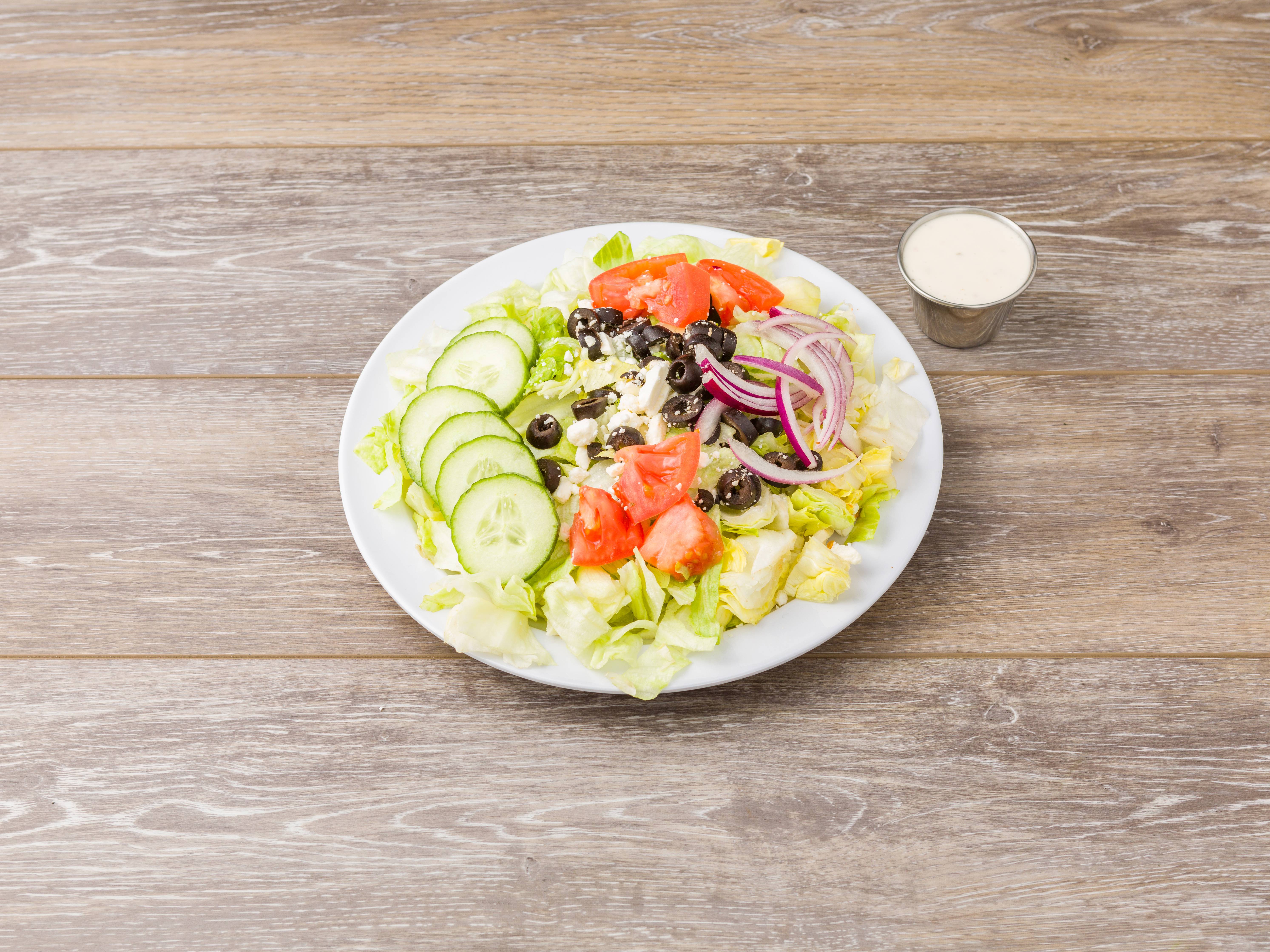 Order Greek Salad food online from Wings to Go store, Hoboken on bringmethat.com