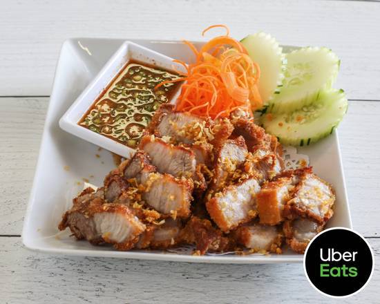 Order #6 Pork Belly food online from Asiannights Lao-Thai Cuisine store, Haltom City on bringmethat.com