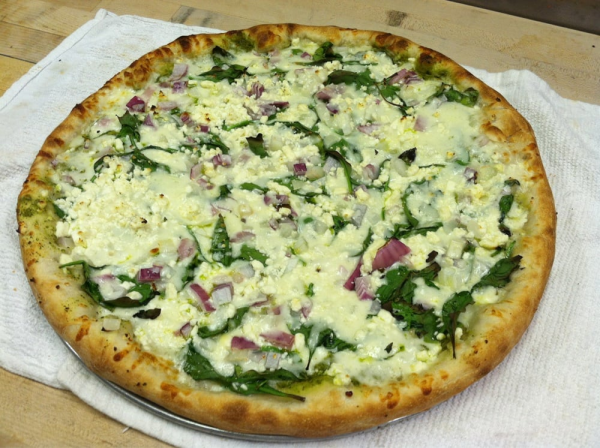 Order 8. Spinach Pesto Pizza food online from Mr. Pizza Man store, Daly City on bringmethat.com