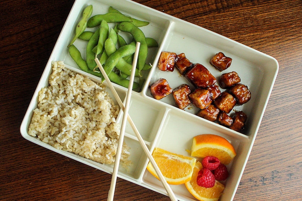 Order LITTLE BENTO BOX- CRISPY SWEET SOY TOFU food online from Blue Sushi Sake Grill store, Fort Worth on bringmethat.com