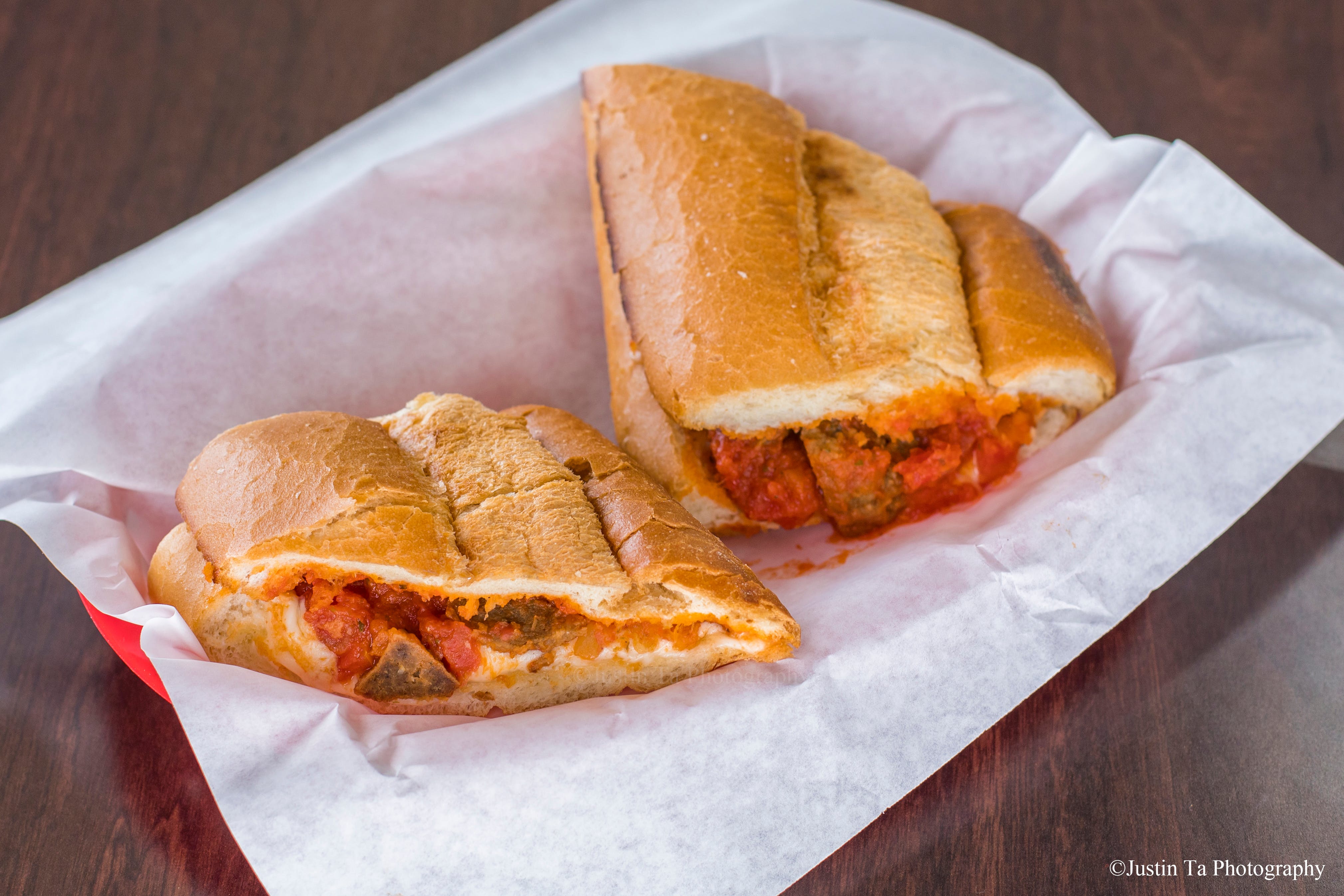 Order 4. Meatball Sandwich - Sandwich food online from Red Pepper Pizza store, San Leandro on bringmethat.com