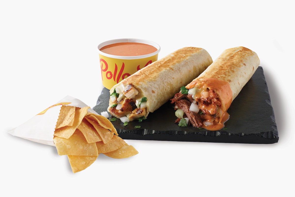 Order 2 (1) Fire-grilled Chicken & (1) Shredded Beef Burrito Grillers food online from El Pollo Loco store, Simi Valley on bringmethat.com