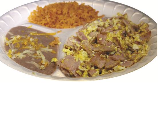 Order Huevos con Jamon (Ham) Plate food online from Mario's Taco Shop store, Chula Vista on bringmethat.com
