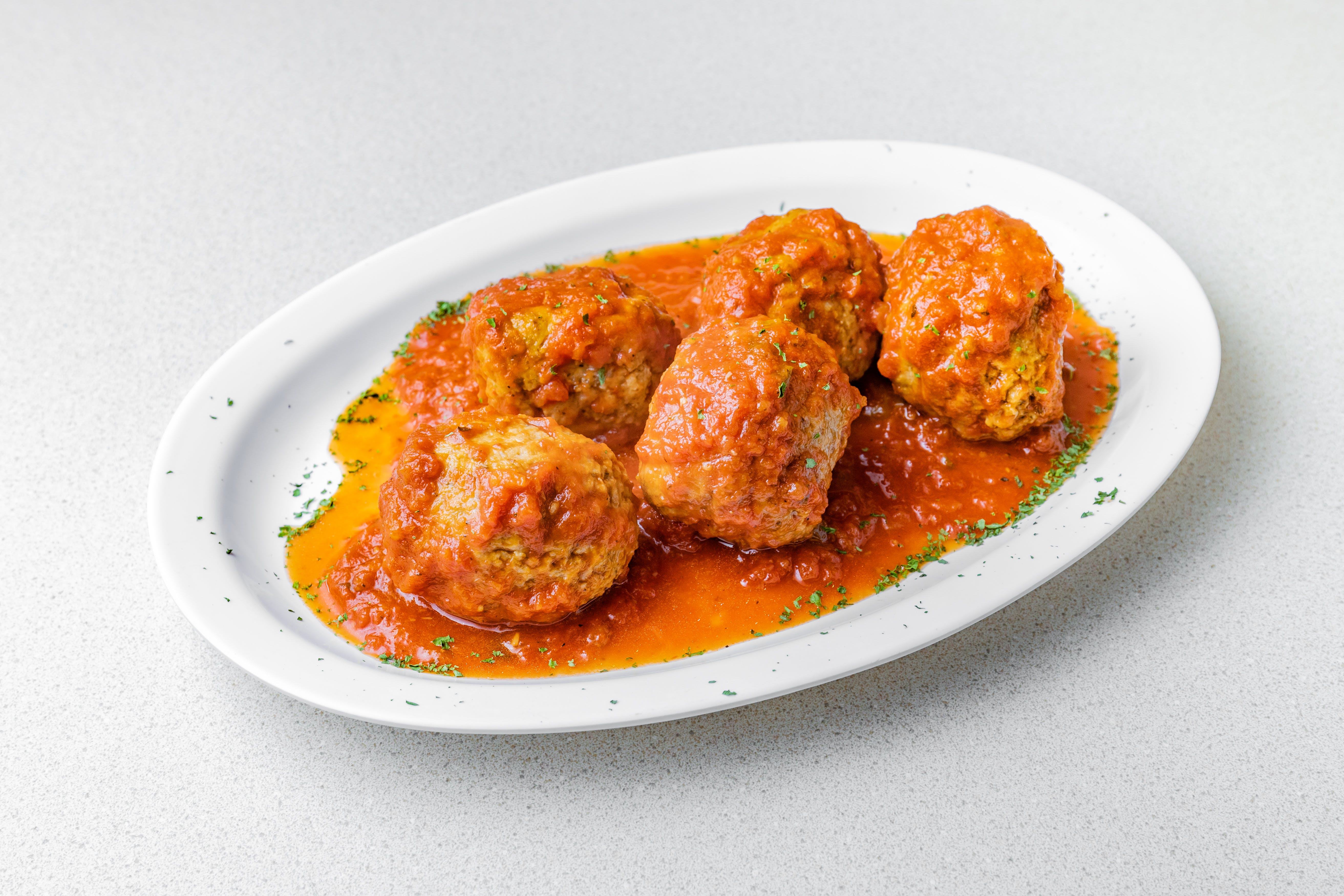 Order Side of Meatballs with Tomato Sauce - Sides food online from Fratelli's Pizzeria and Restaurant store, Flushing on bringmethat.com