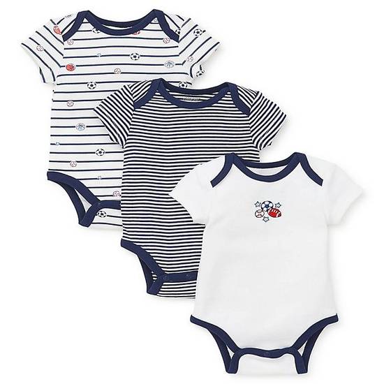 Order Little Me® Newborn 3-Pack Sports Star Bodysuits in Navy food online from Bed Bath & Beyond store, Lancaster on bringmethat.com