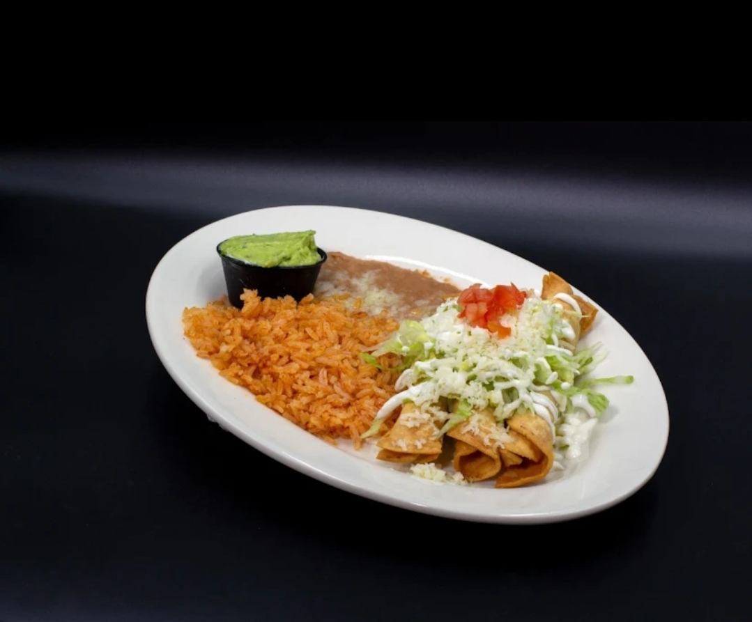 Order Rolled Chicken Taquitos Plater food online from Los Huicholes store, Las Vegas on bringmethat.com