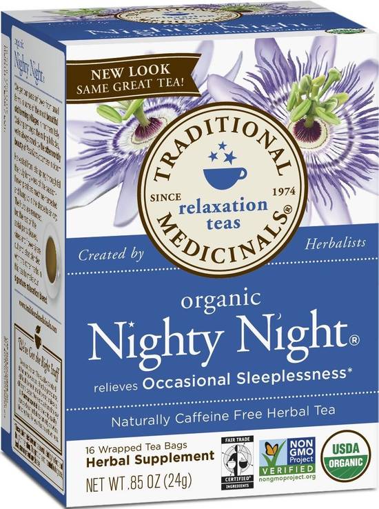 Order Traditional Medicinals Herbal Tea Nighty Night Caffeine Free (16 ct) food online from Rite Aid store, Palm Desert on bringmethat.com
