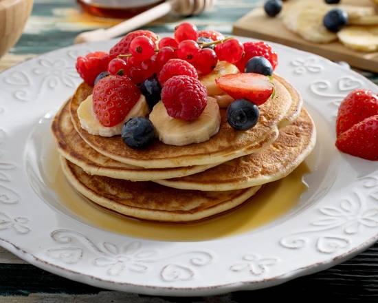 Order Strawberry, Blueberry, and Banana Pancakes food online from Day N Night Pancakes store, Covina on bringmethat.com