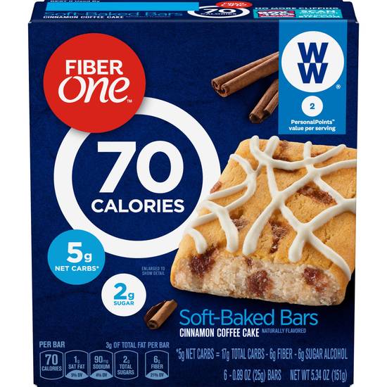 Order Fiber One 70 Calorie Cinnamon Coffee Cake Soft-Baked Bars, 6 CT food online from Cvs store, SAINT CLAIR SHORES on bringmethat.com