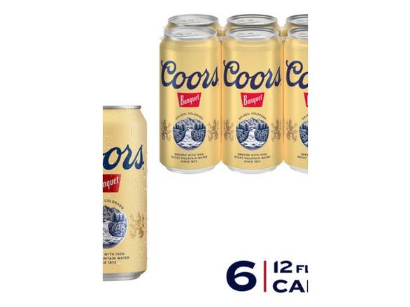 Order Coors Banquet Lager Beer - 6x 12oz Cans food online from Bin Bucks Liquor store, Costa Mesa on bringmethat.com