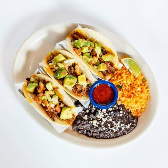 Order Three Steak Street Tacos food online from El Fenix store, Mesquite on bringmethat.com