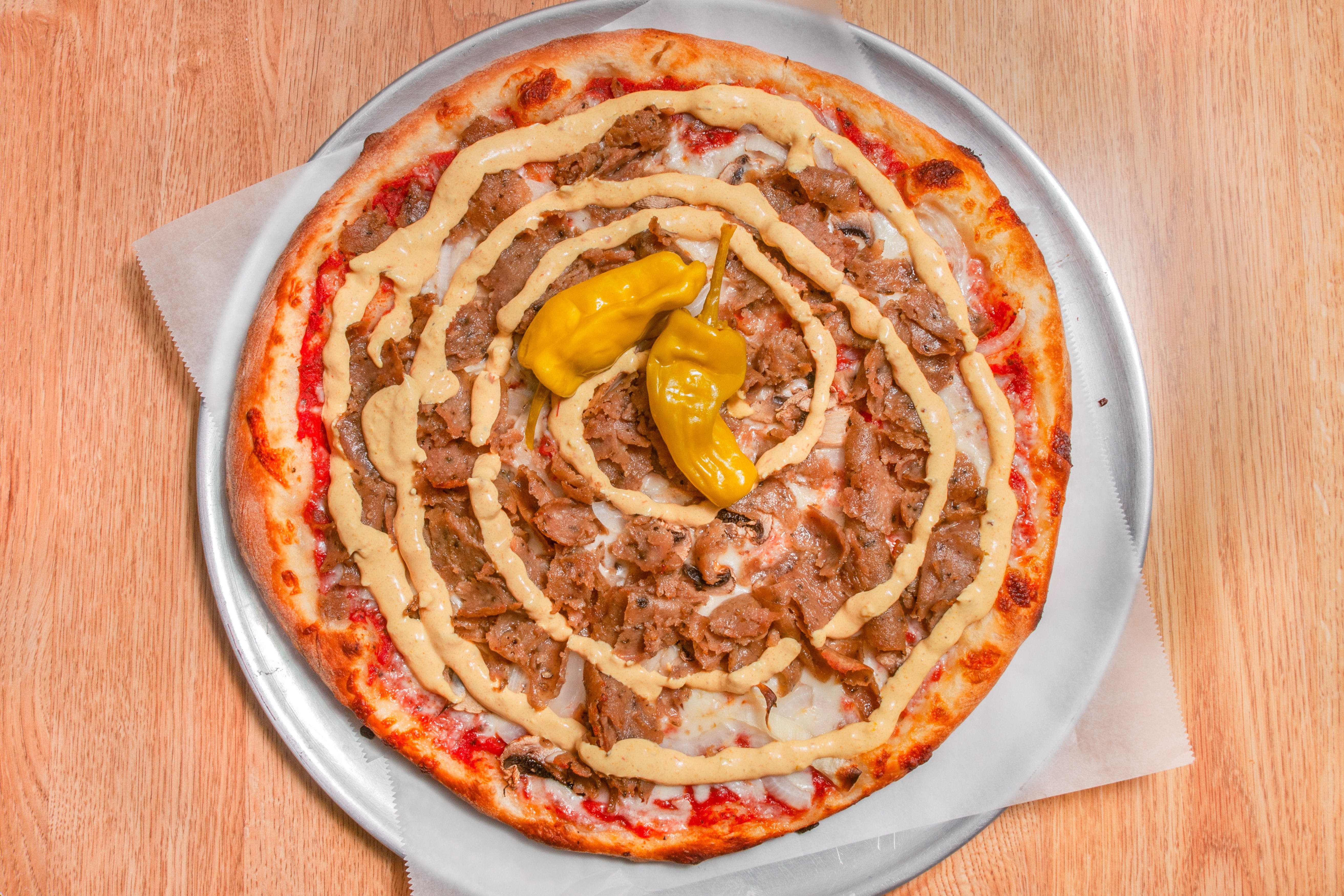 Order Gyro Pizza - Large 14" (8 Slices) food online from Papa Subs & Pizza store, Holly Springs on bringmethat.com