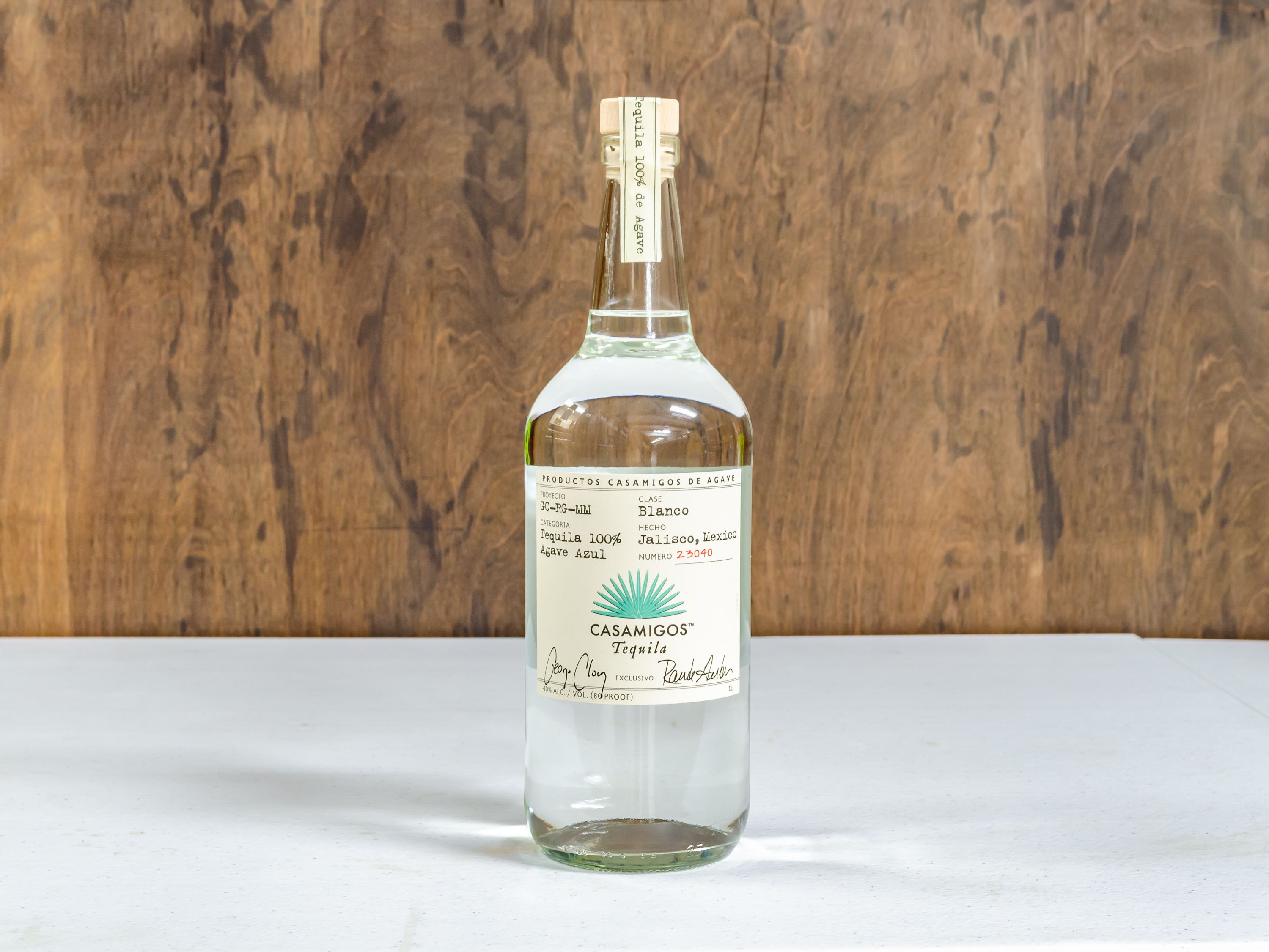 Order Casamigos Blanco, 1 Liter Tequila  food online from Liquorama store, Hyde Park on bringmethat.com