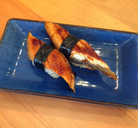 Order Fresh Water Eel (Unagi) Sushi (2pc) food online from Moto Azabu Sushi Bar & Grill store, Marina Del Rey on bringmethat.com