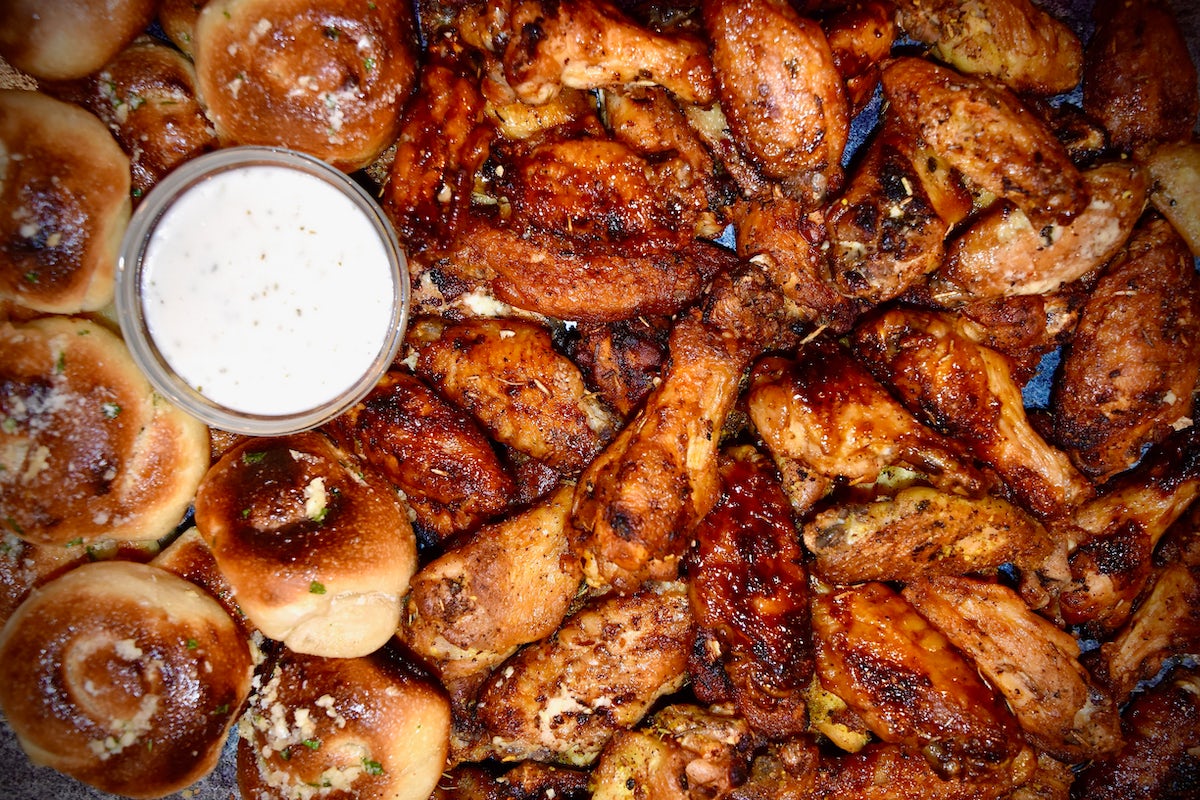 Order 50 Wings, 12 Garlic Knots + 2 Large Dips food online from Anthony Coal Fired Pizza store, Blue Bell on bringmethat.com