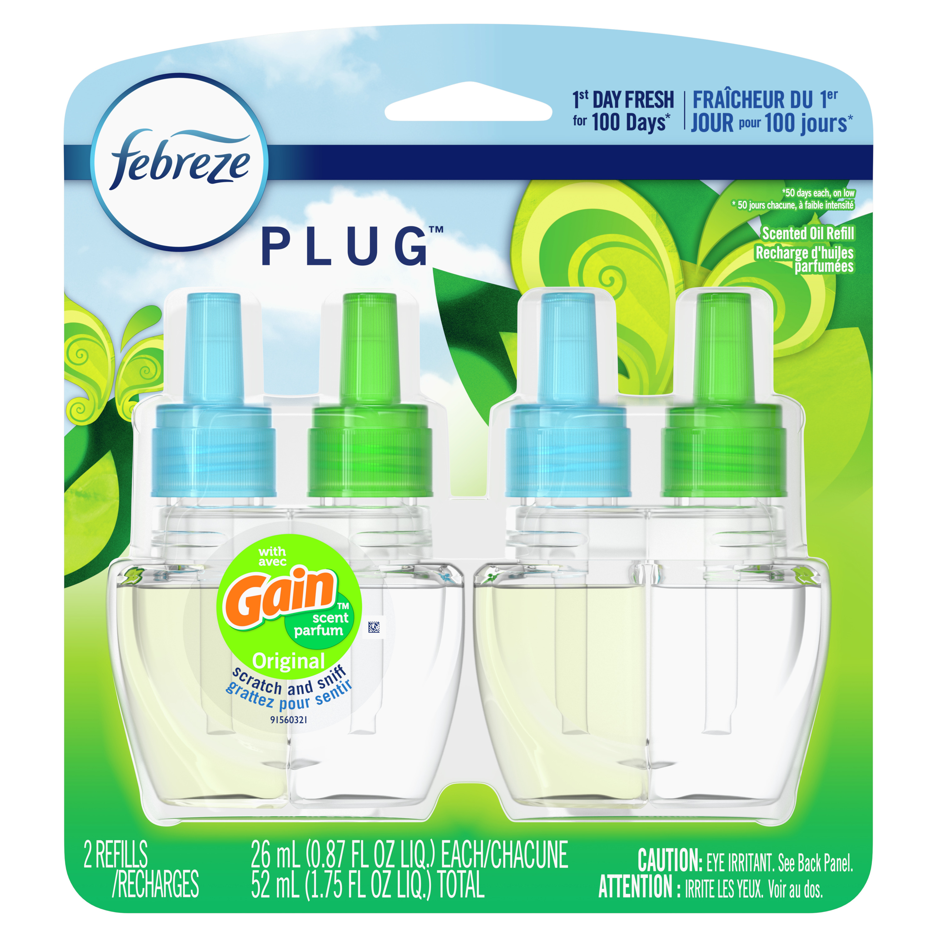 Order Febreze Plug Odor-Eliminating Air Freshener Refills, Gain Original Scent - 2 ct food online from Rite Aid store, Cathedral City on bringmethat.com