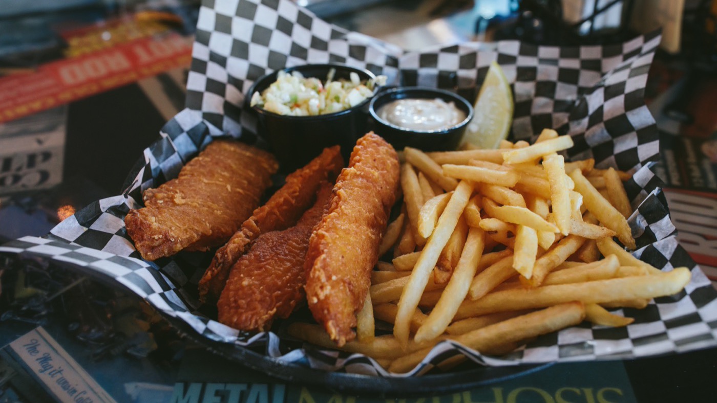Order Fish & Chips Basket food online from Sickies Garage Burgers store, Sioux Falls on bringmethat.com