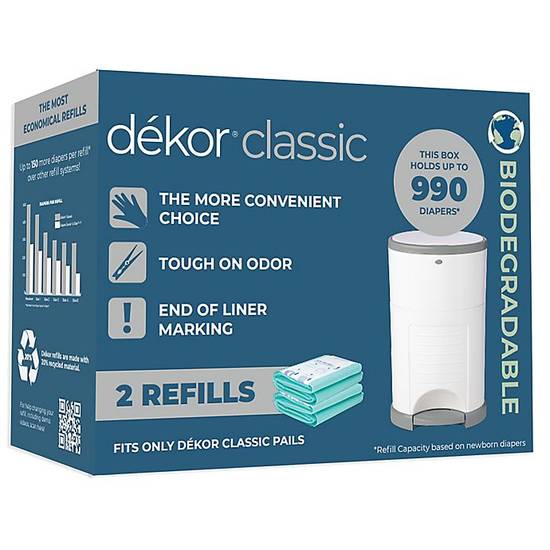 Order Dékor® Classic Hands-Free Biodegradable Diaper Pail Refills (2-Pack) food online from Buybuy Baby store, Paramus on bringmethat.com