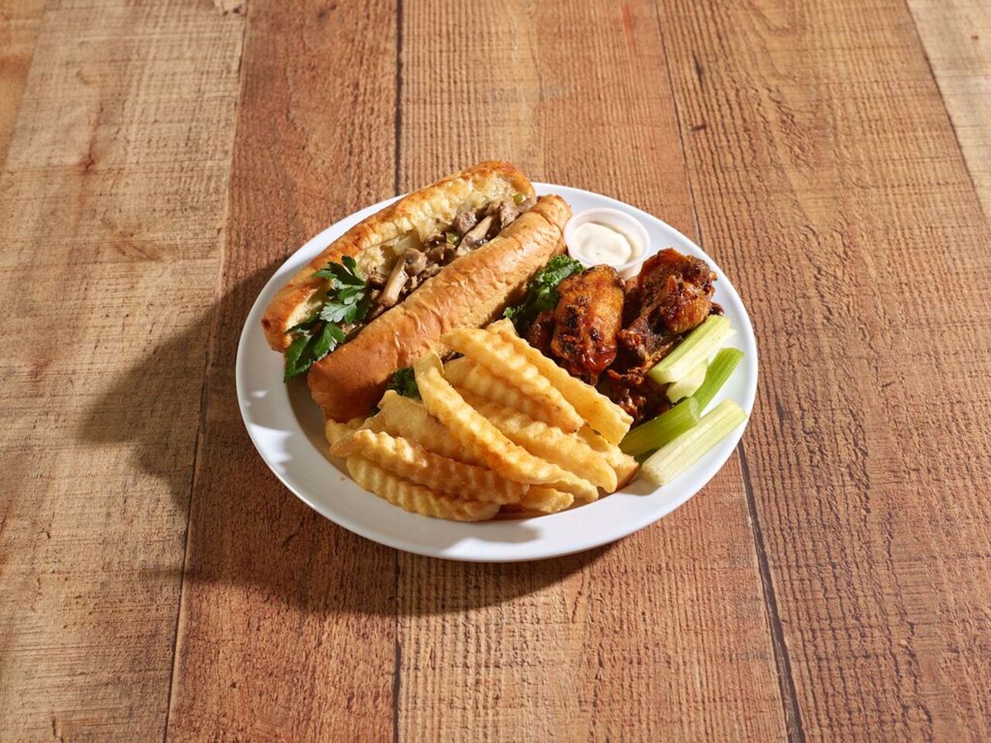 Order 9. Philly Steak and 5 Piece Wings Combo food online from Bb's Wings store, Atlanta on bringmethat.com