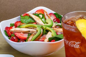Order Strawberry Spinach Salad (520 cal) food online from Jimmy Egg store, Wichita on bringmethat.com