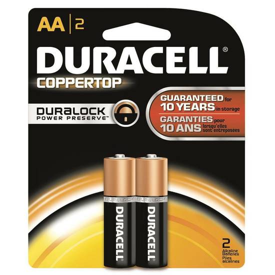 Order Duracell Coppertop Battery AA 2 Count food online from Deerings Market store, Traverse City on bringmethat.com