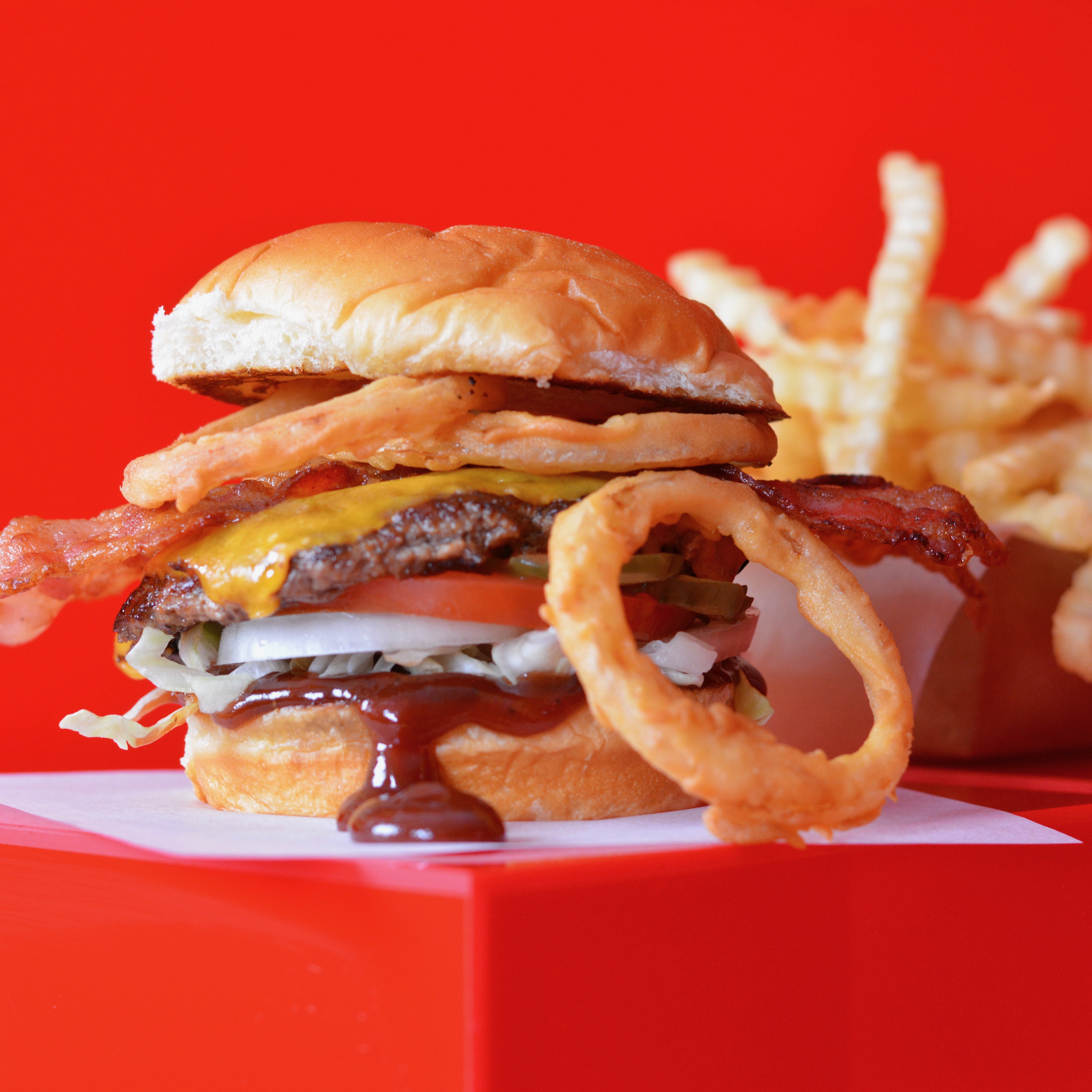 Order Super Smash BBQ Bacon Cheeseburger Combo food online from Super Smash Burgers store, Roswell on bringmethat.com