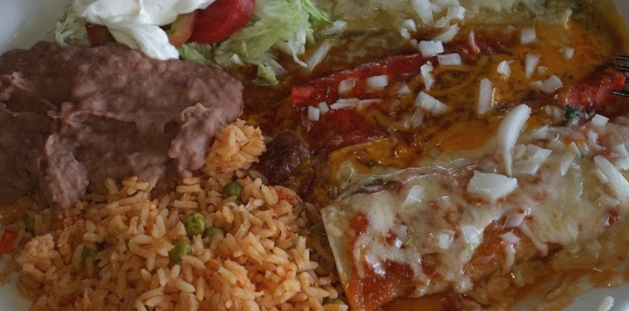 Order (3) Enchiladas food online from Taqueria Reyna Tapatia store, Converse on bringmethat.com